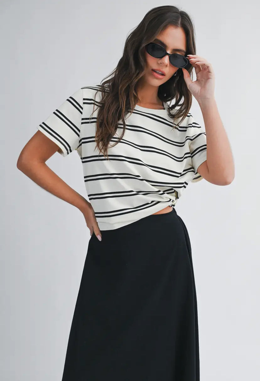 Monet Striped Tee | White