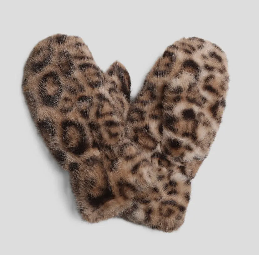Leopard Faux Fur Mittens | 3 Colour Options
