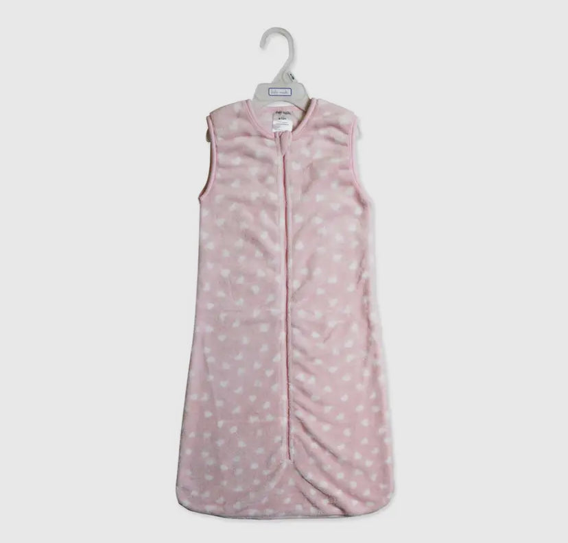 Printed Plush Sleep Sack | Pink Heart