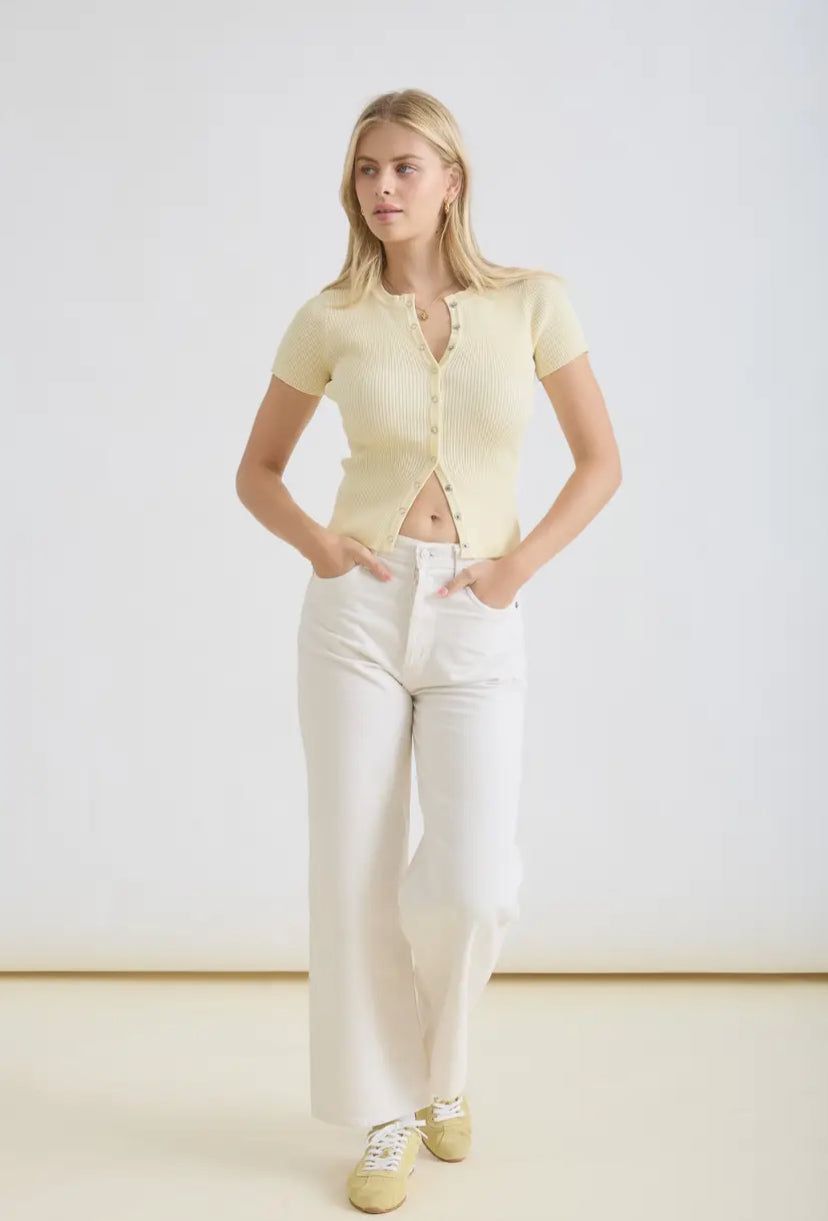 Cavetto Cardi Top | Butter Yellow