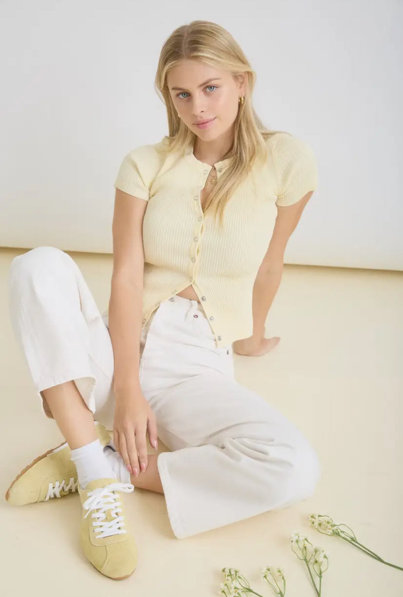 Cavetto Cardi Top | Butter Yellow