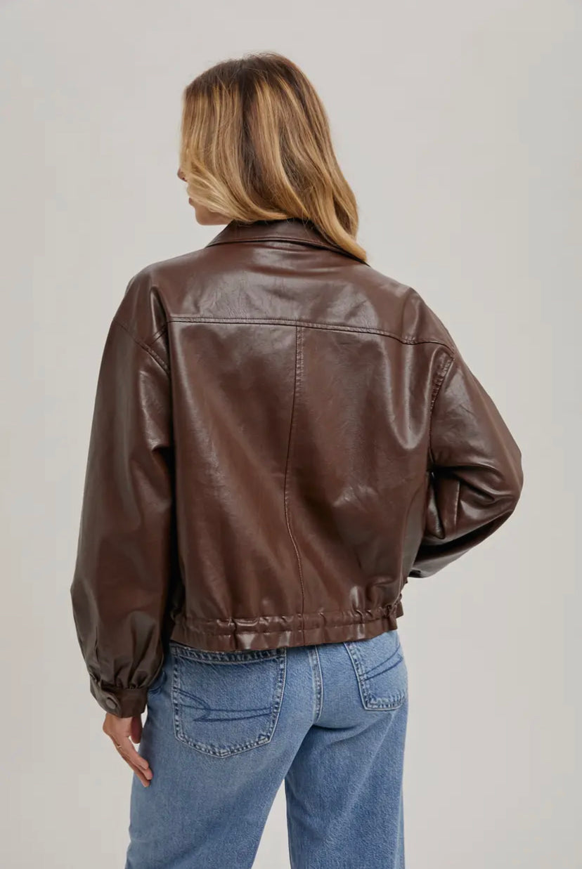 Alanis Faux Leather Jacket | Brown