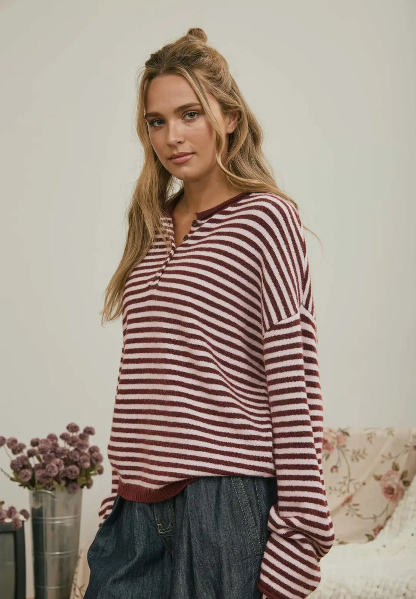 Bristol Henley Sweater | Burgundy