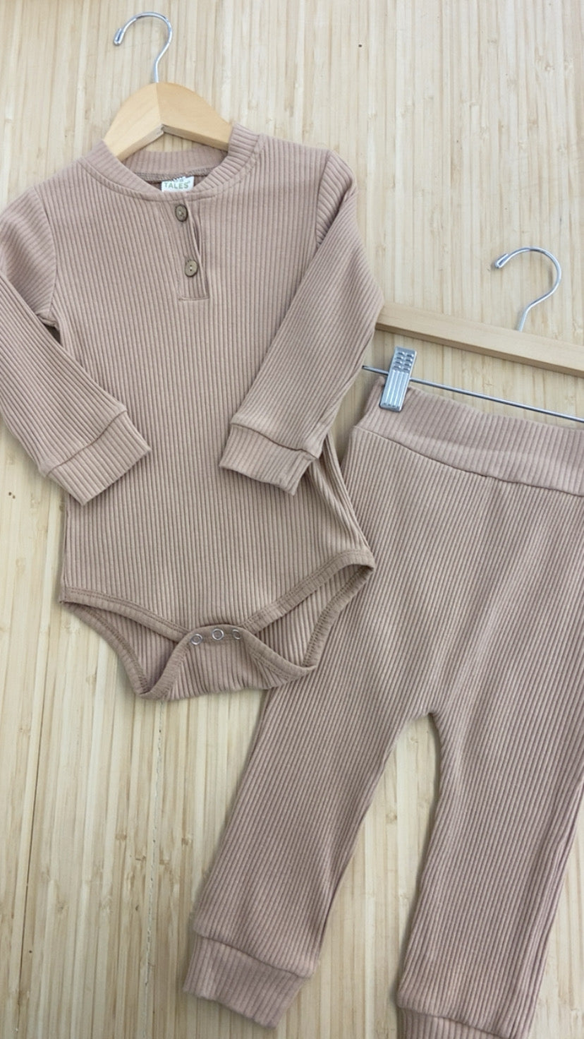 Ribbed Long Sleeve + Pants Set | 2 Colour Options