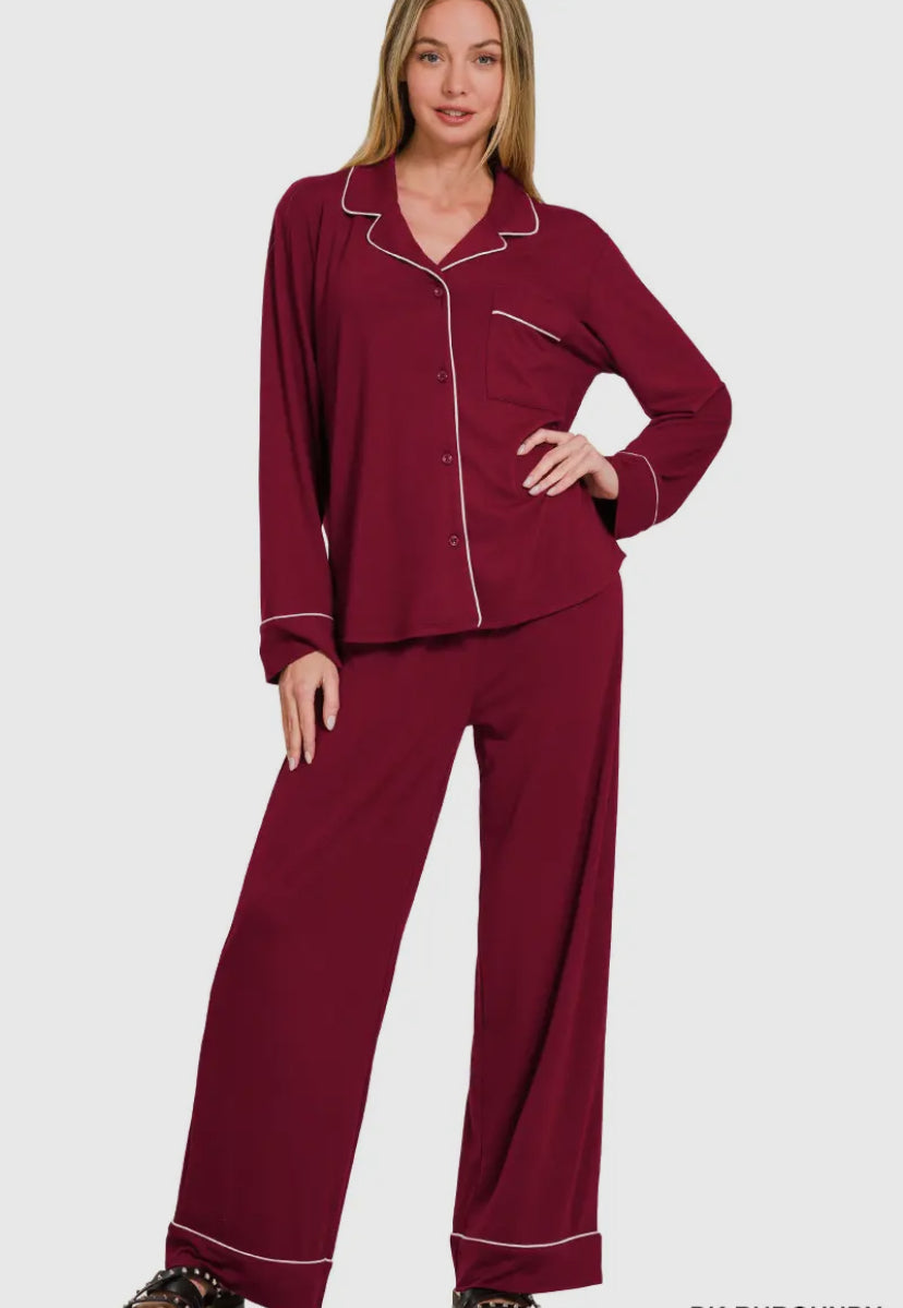Holiday Luxe PJ Set | Burgundy
