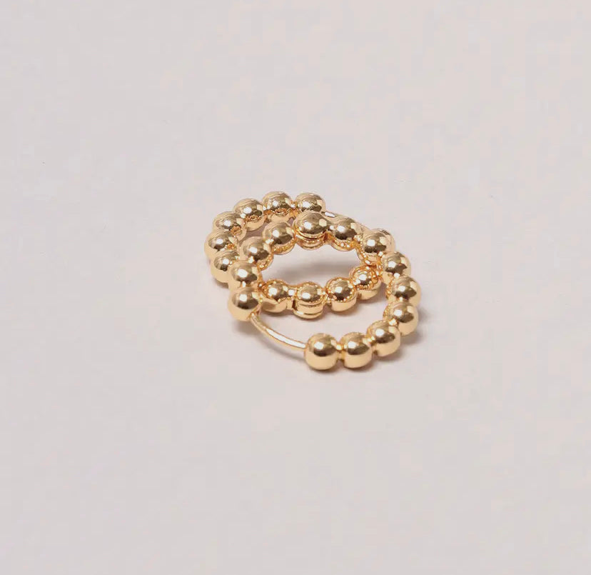 14K Gold-Dipped Ball Hoop Earring