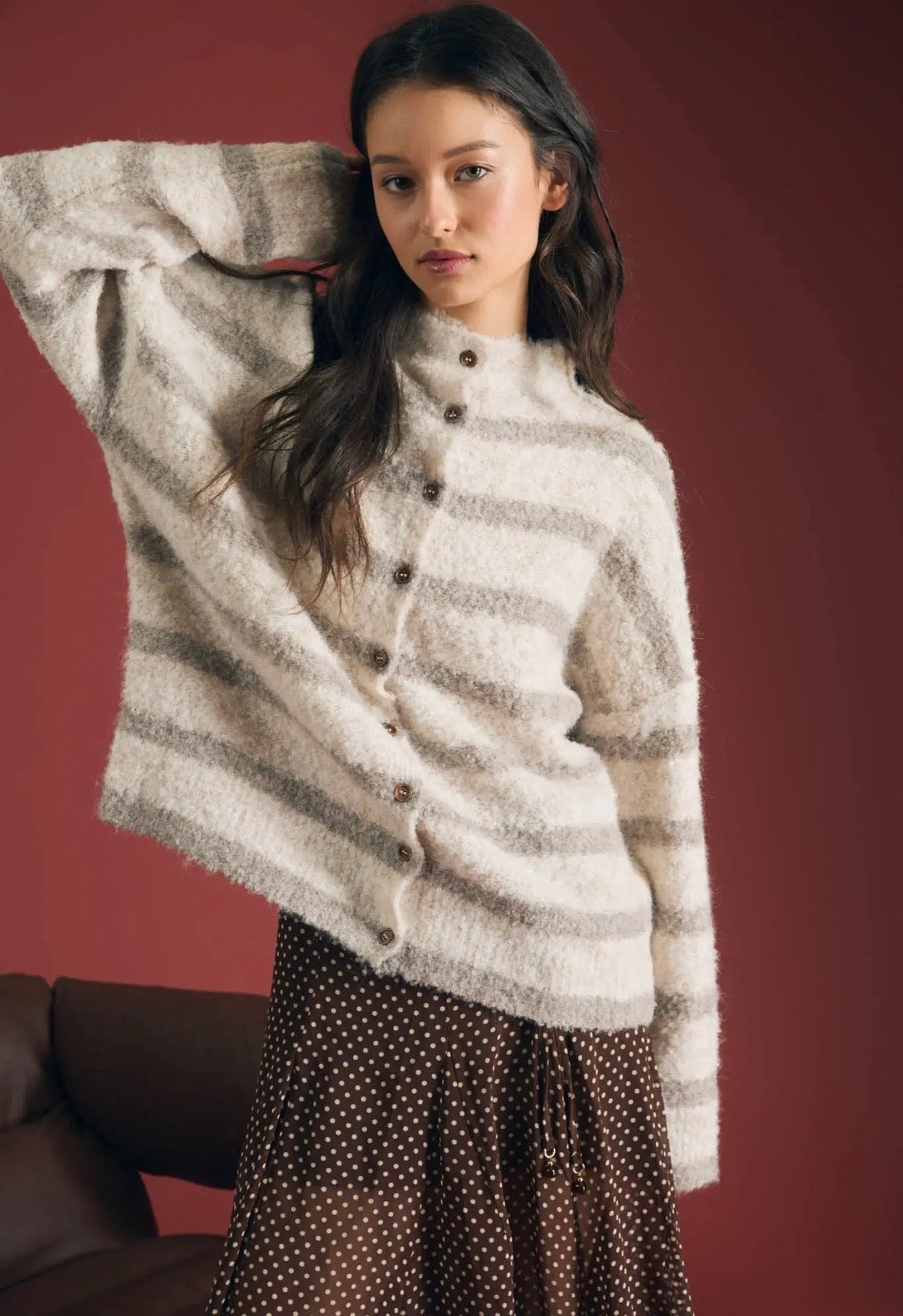 Sutton Mock Neck Button Down | Chai