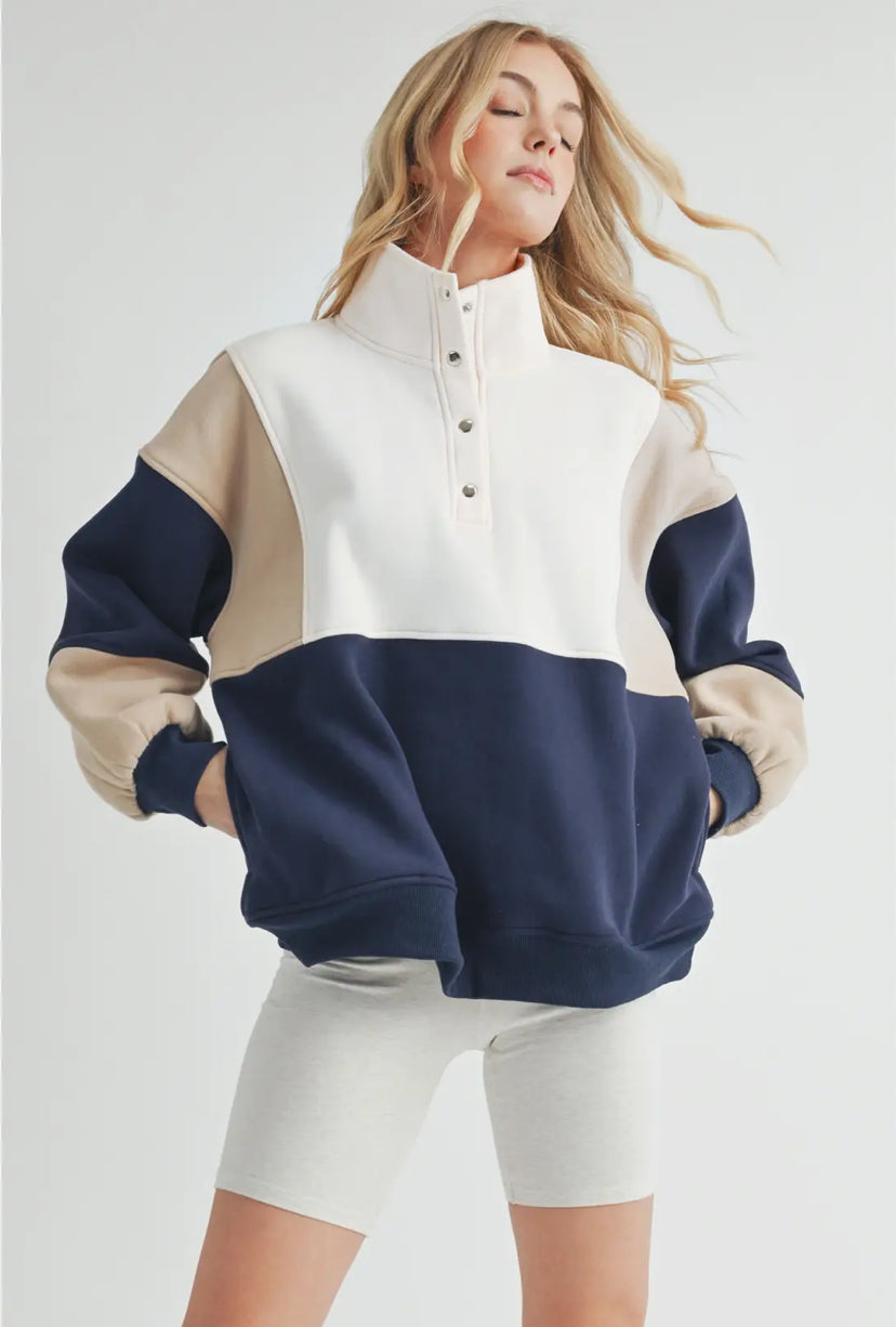 Wander Pullover | Tan/Navy
