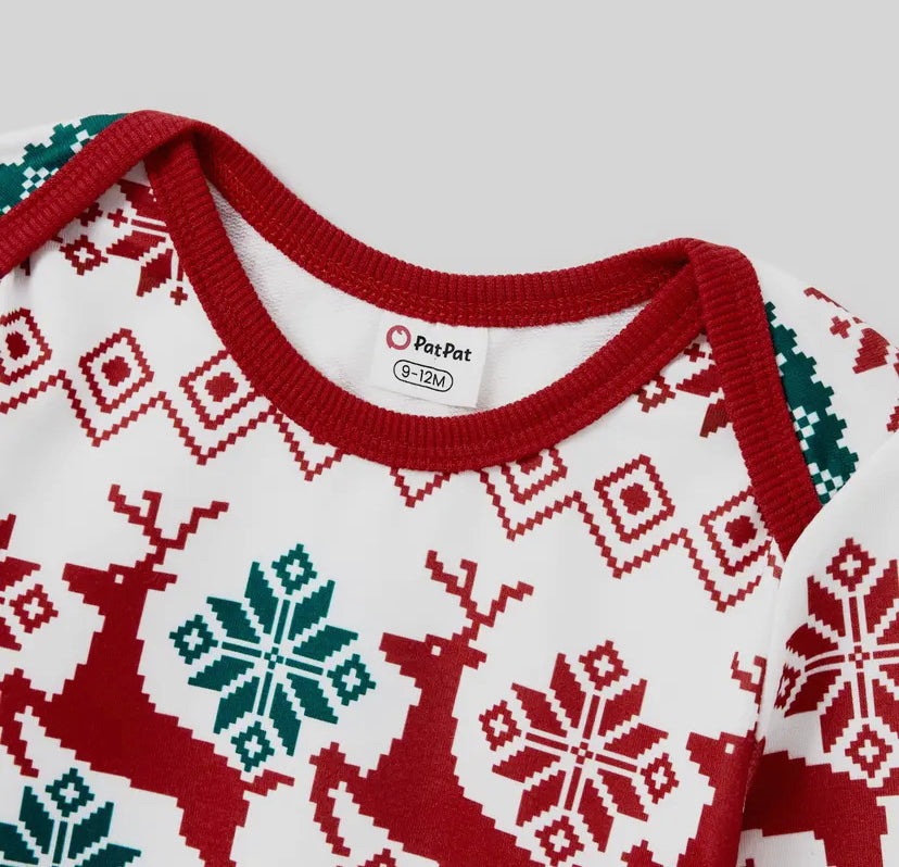 Reindeer Snowflake Onesie | Red/White