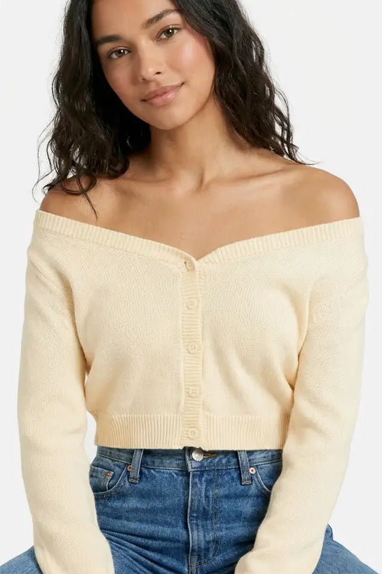 Arosa Off The Shoulder Crop Top | Cream