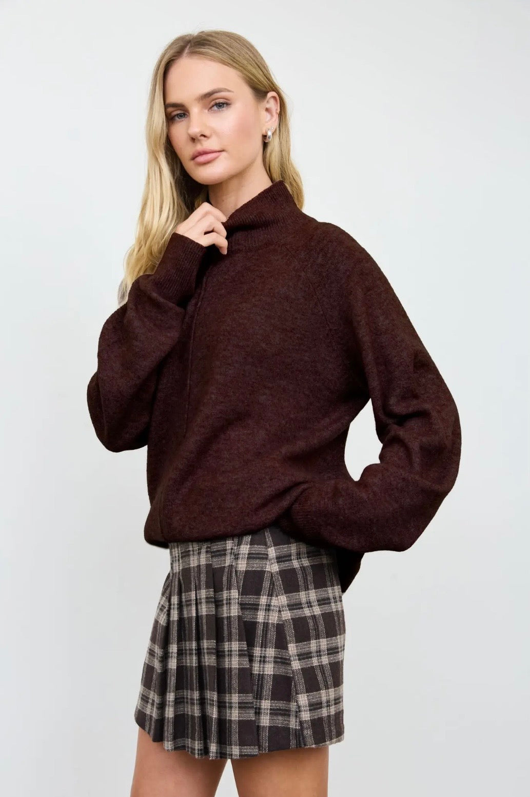 Thea Mock Neck | Burgundy