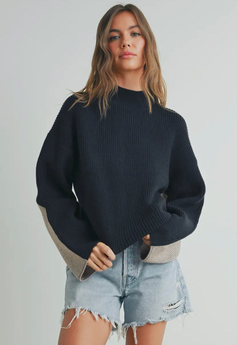 Sondor Turtleneck Sweater | Black/Taupe