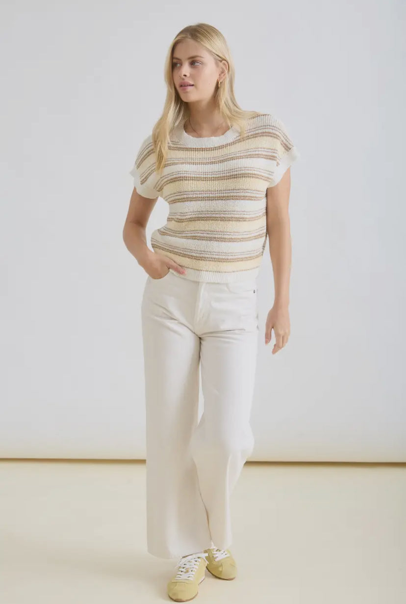 Dessa Knit Top | Butter Yellow Multi-Colour