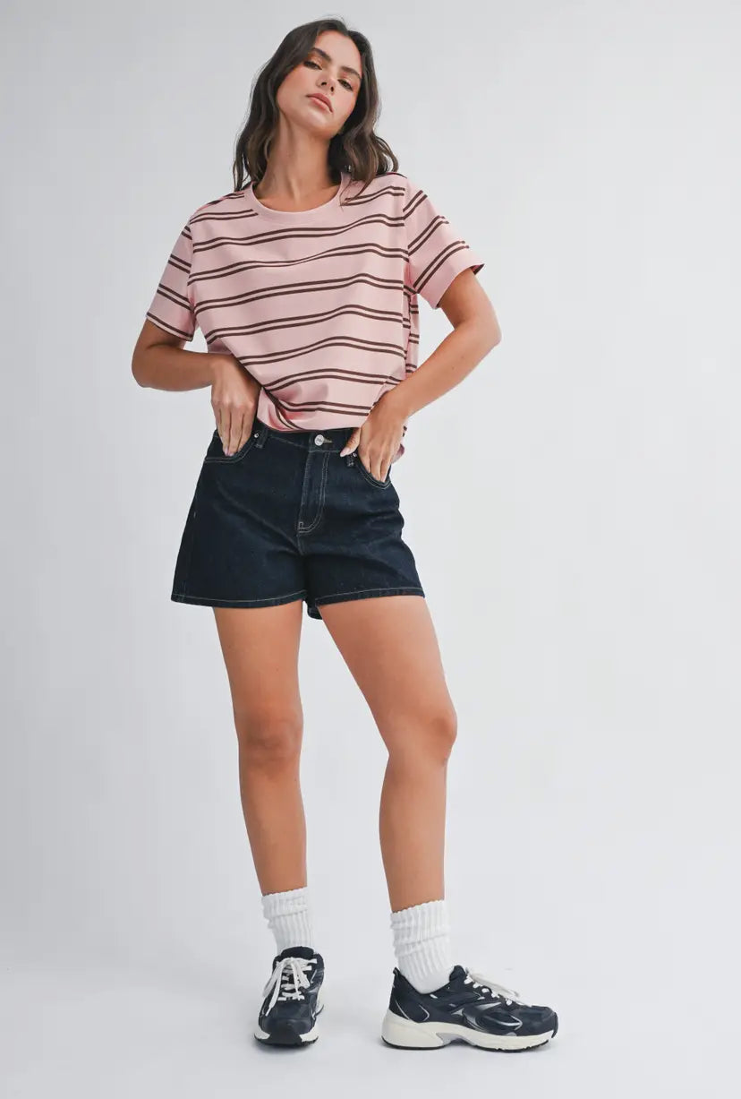 Monet Striped Tee | Pink