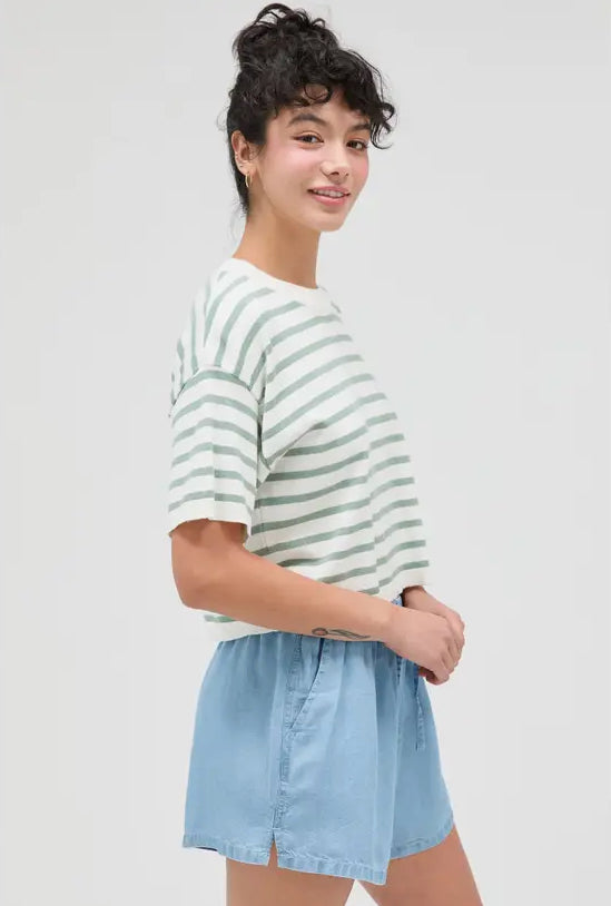 Belina Crop Tee | Sage Green