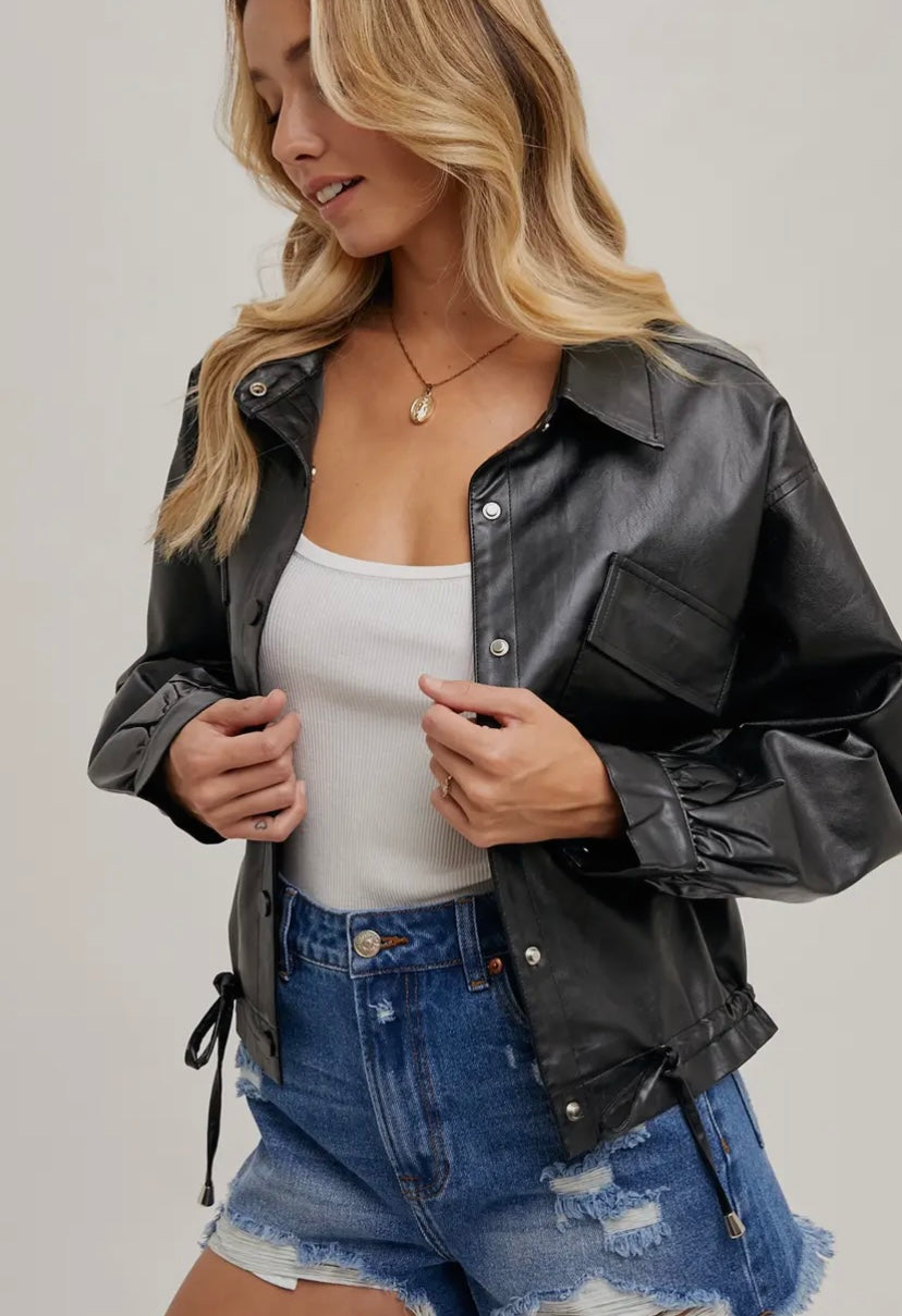 Alanis Faux Leather Jacket | Black