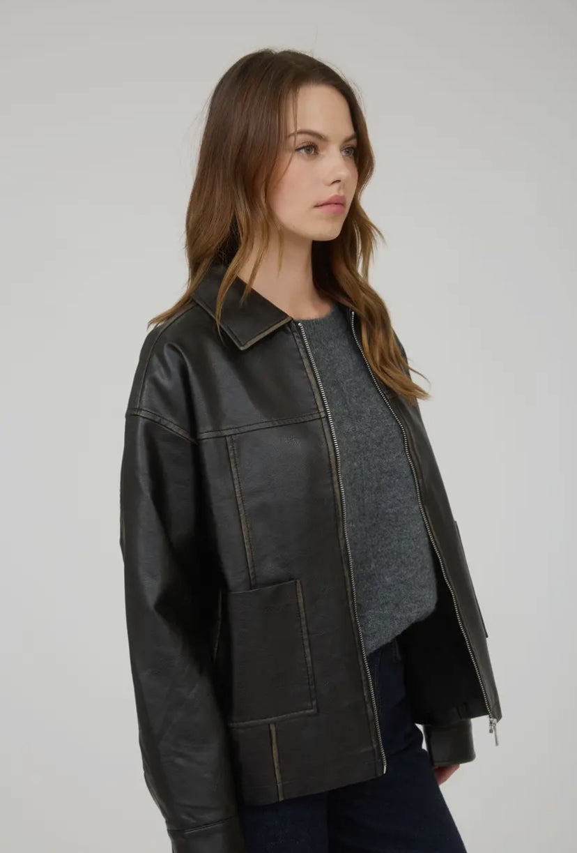 Vermont Faux Leather Jacket | Black