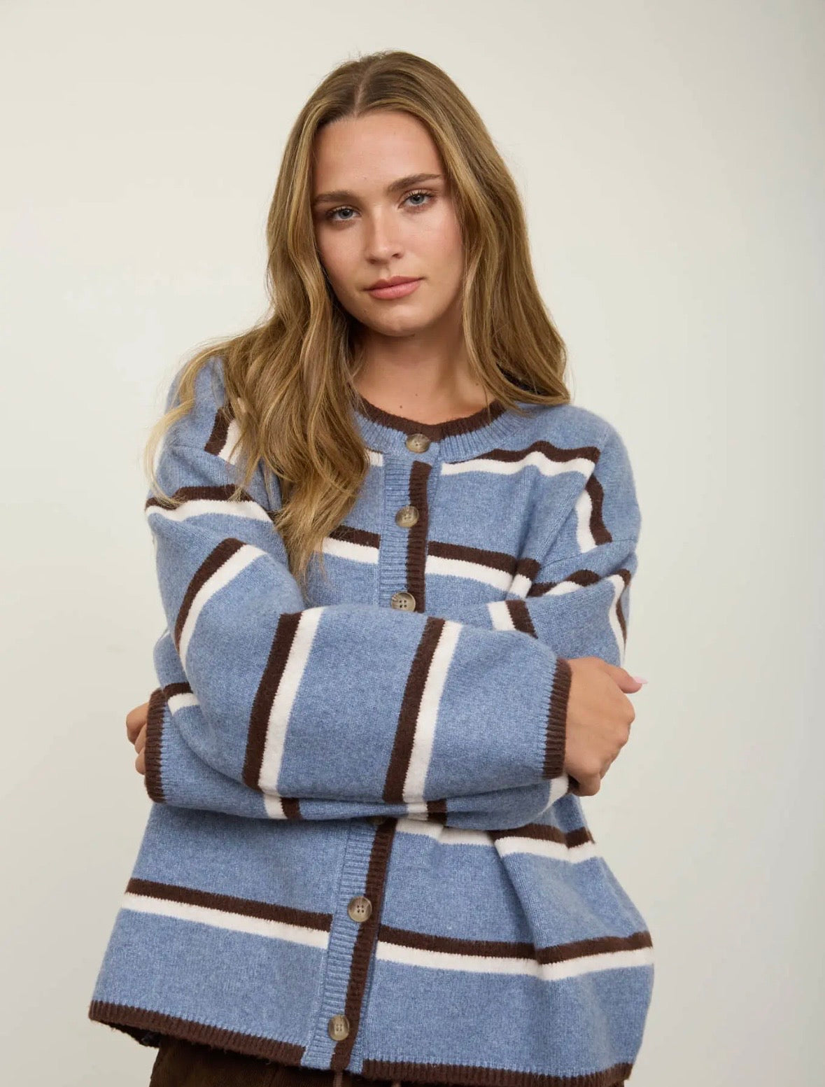 Leni Striped Cardigan | Blue