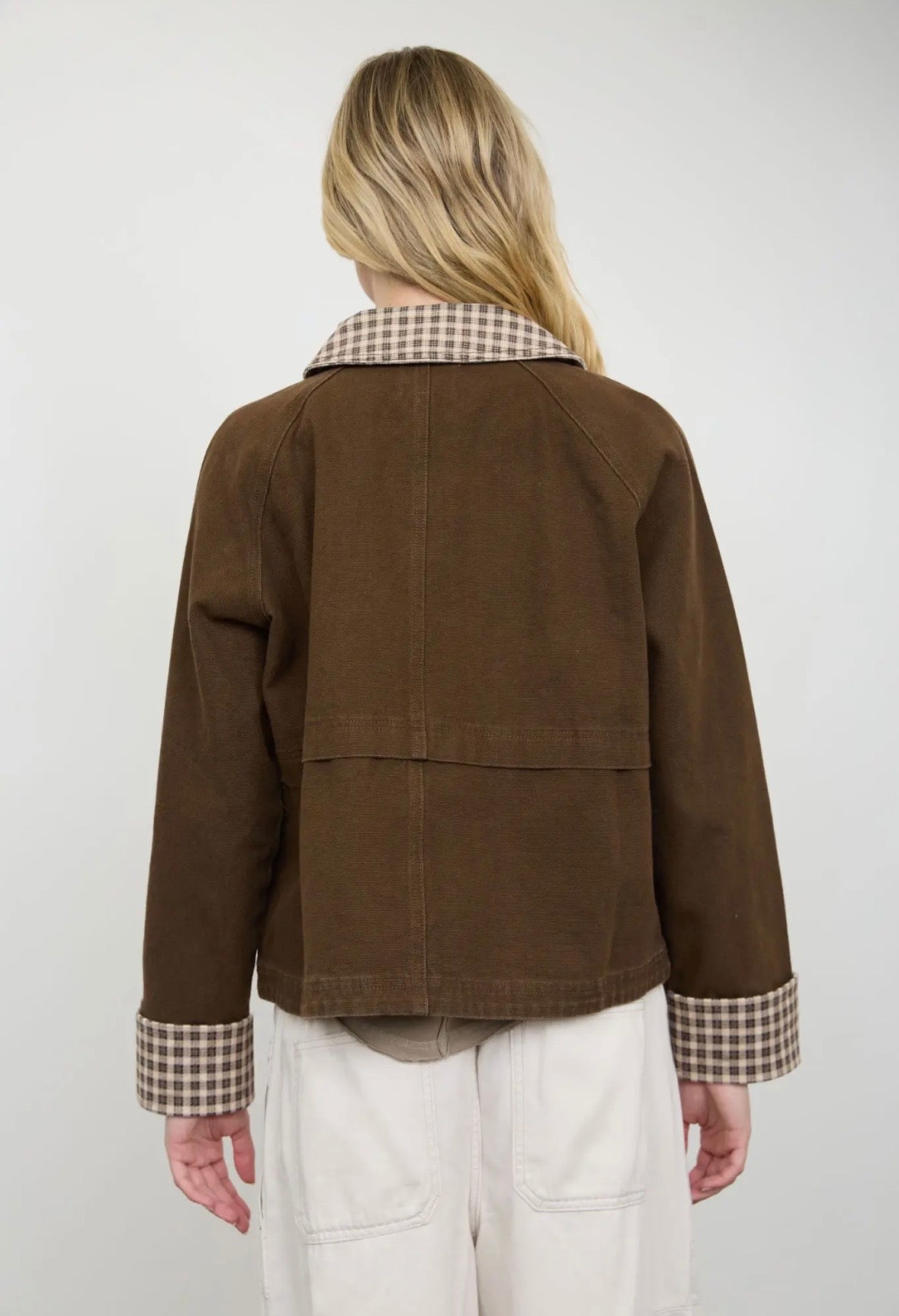 Wren Gingham Collared Jacket | Cocoa