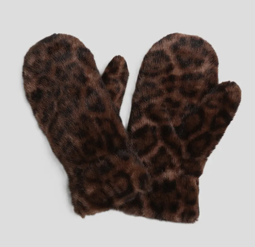Leopard Faux Fur Mittens | 3 Colour Options