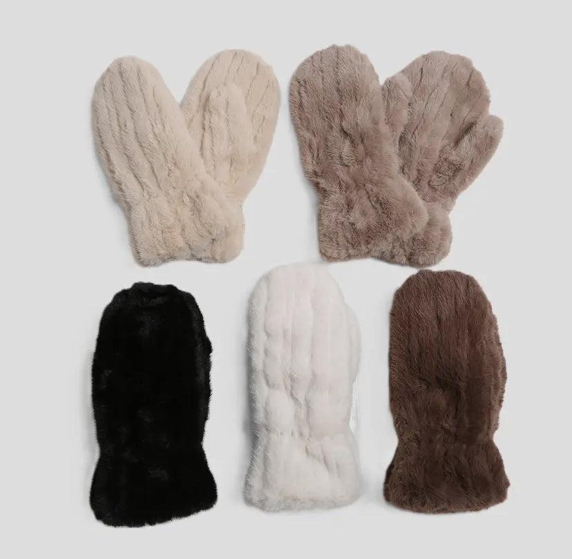 Aspen Seamed Faux Fur Mitts | 5 Colour Options