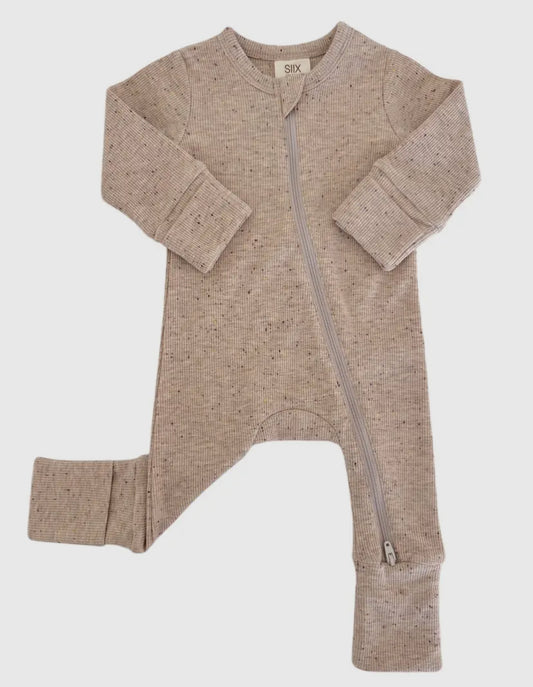 Tan Speckle 2-Way Zip Onesie