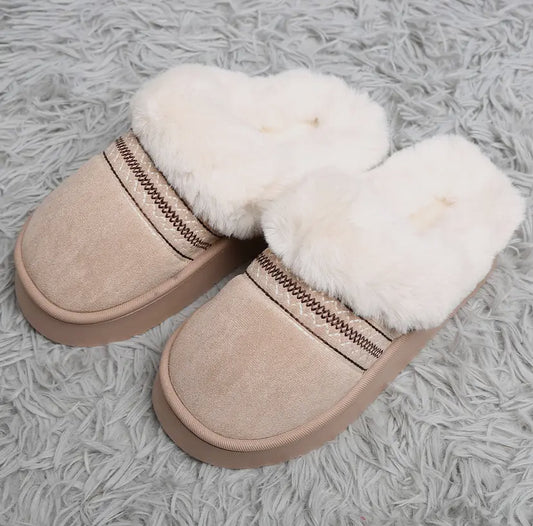 Lazy Luxe Embroidered Slippers | Beige