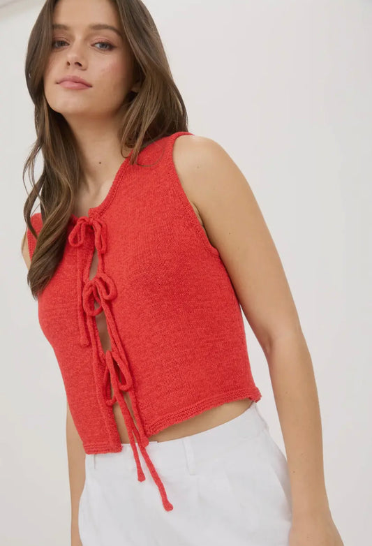 Zariah Front Tie Top | Red
