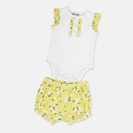 White Floral 2 Piece Short Set