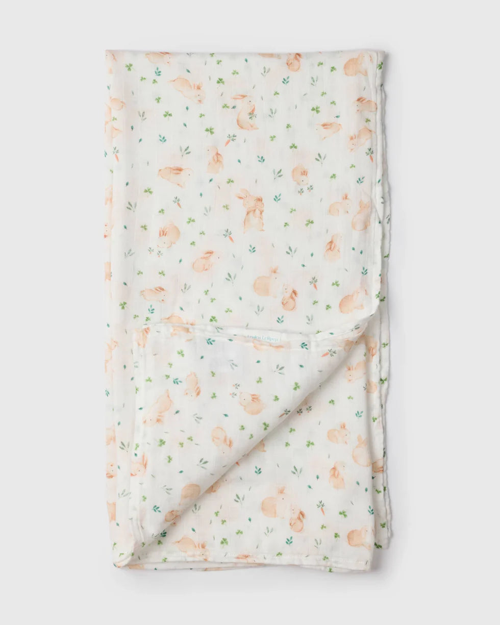 LOULOU LOLLIPOP | Muslin Swaddle | Bunny Meadow