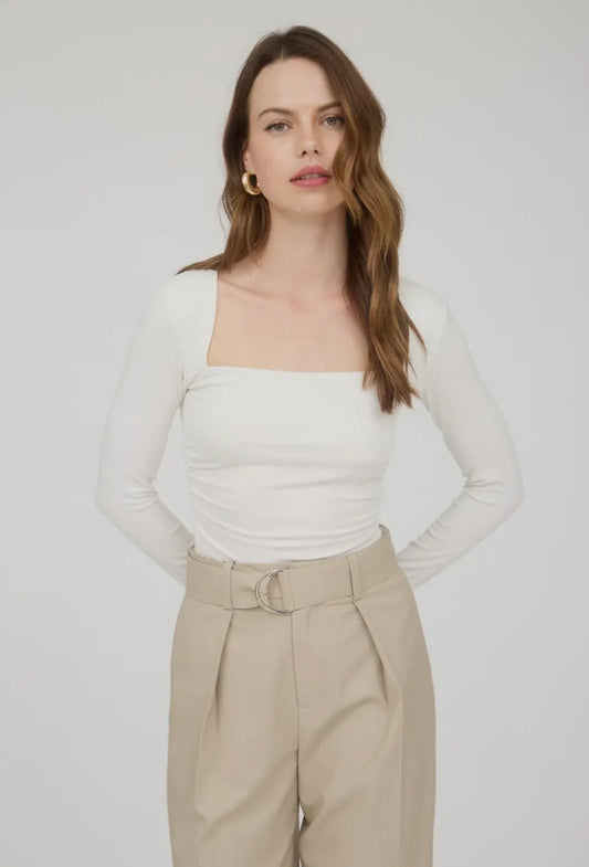 Beck Ruched Side Top | Ivory