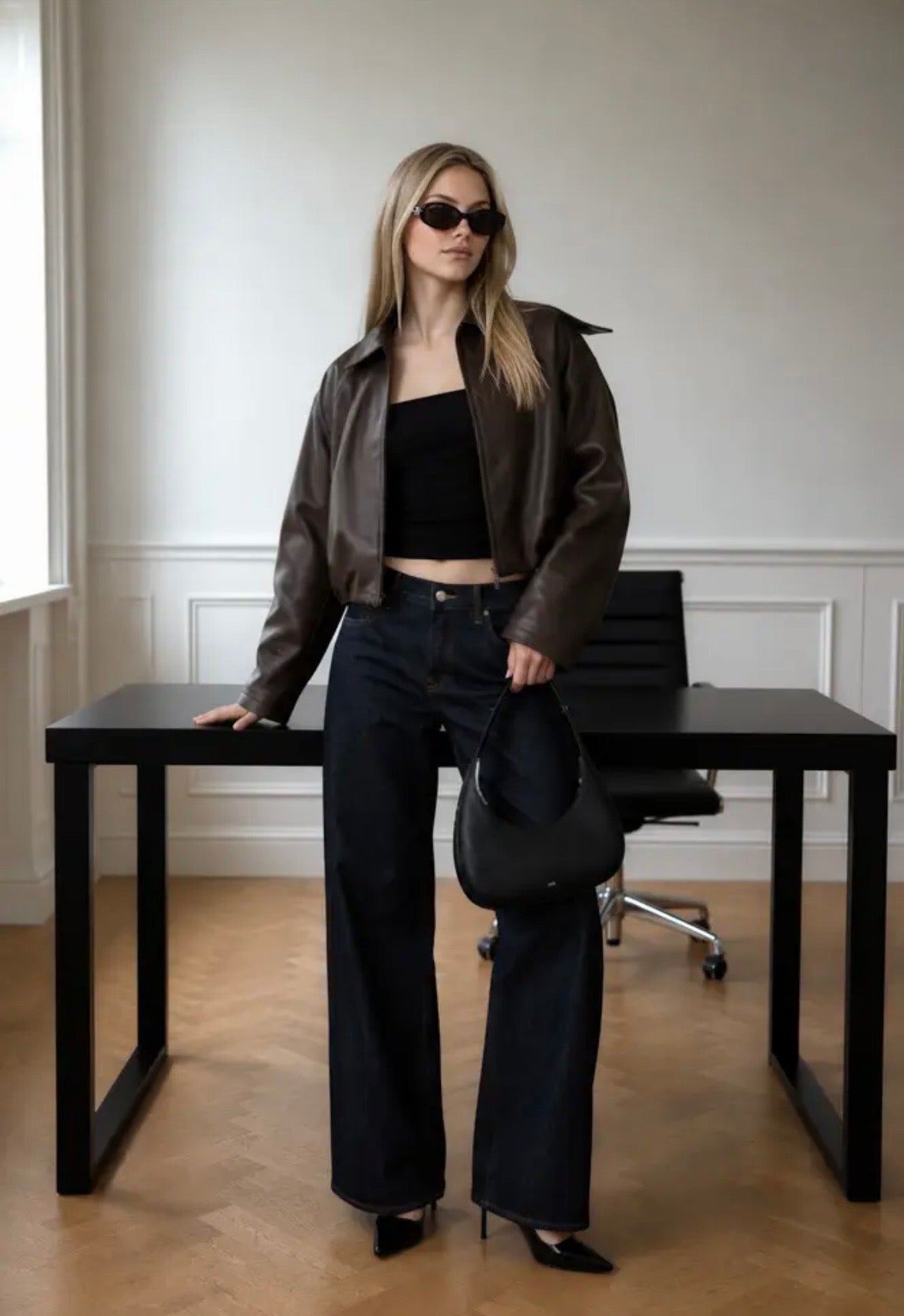Palmer Faux Leather Jacket | Mushroom Brown