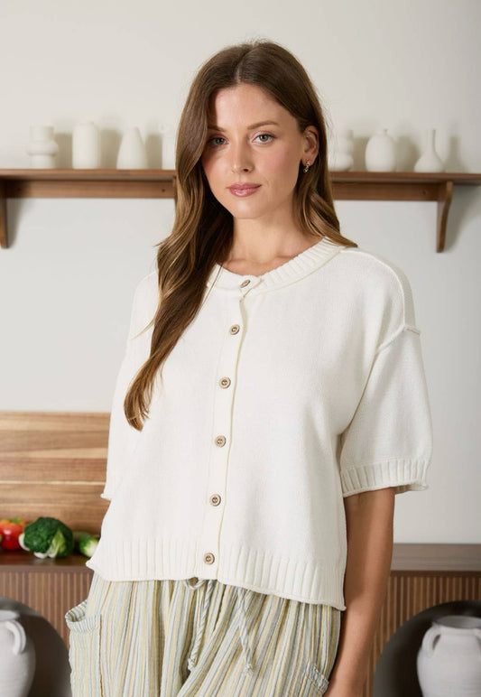 Tavi Raw Edge Cardi | Natural
