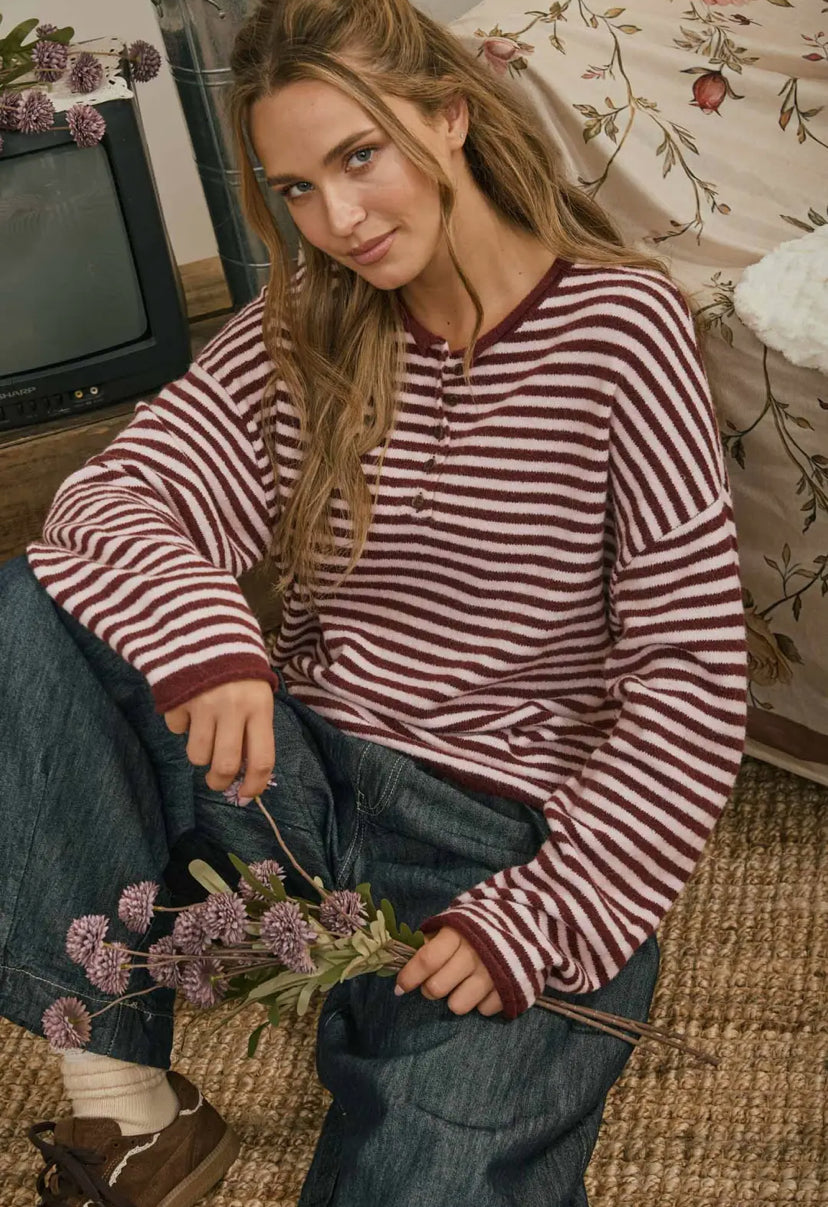 Bristol Henley Sweater | Burgundy
