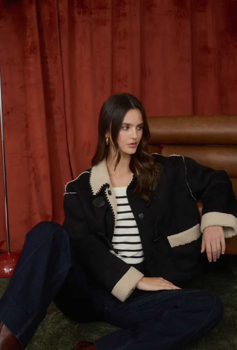 Bane Faux Suede Jacket | Black