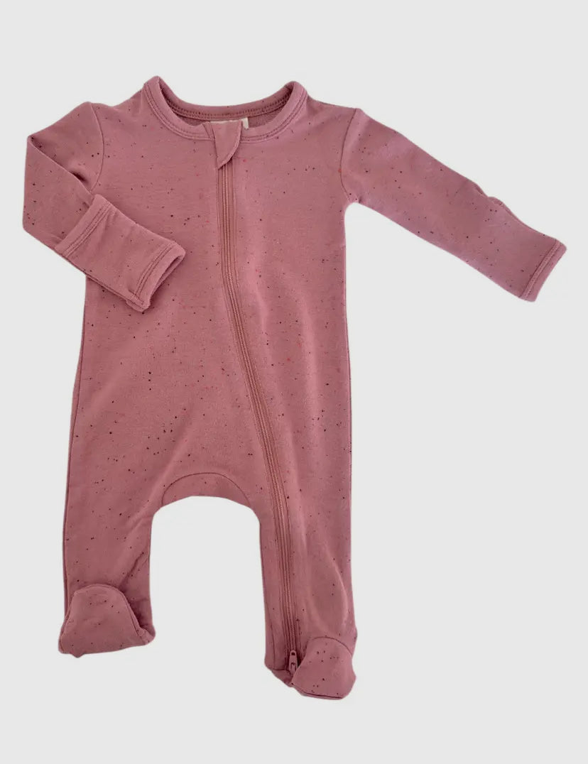 Mauve Speckle 2-Way Zip Onesie