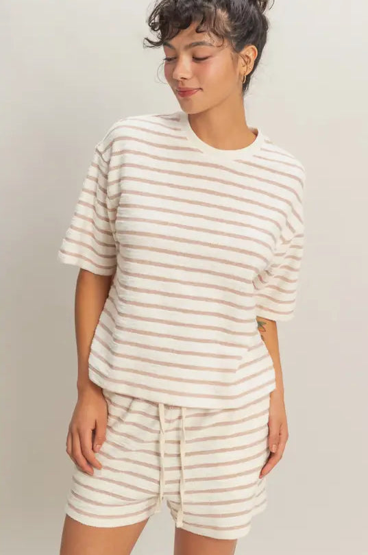 Sorrel Striped Crew | Taupe