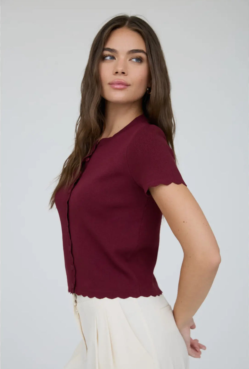 Moretto Cardi Top | Burgundy