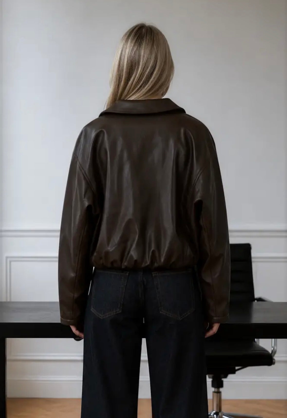 Palmer Faux Leather Jacket | Mushroom Brown