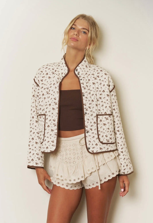 Winslow Floral Quilted Jacket | Cream