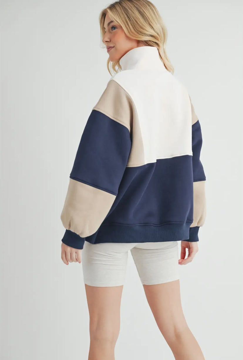 Wander Pullover | Tan/Navy