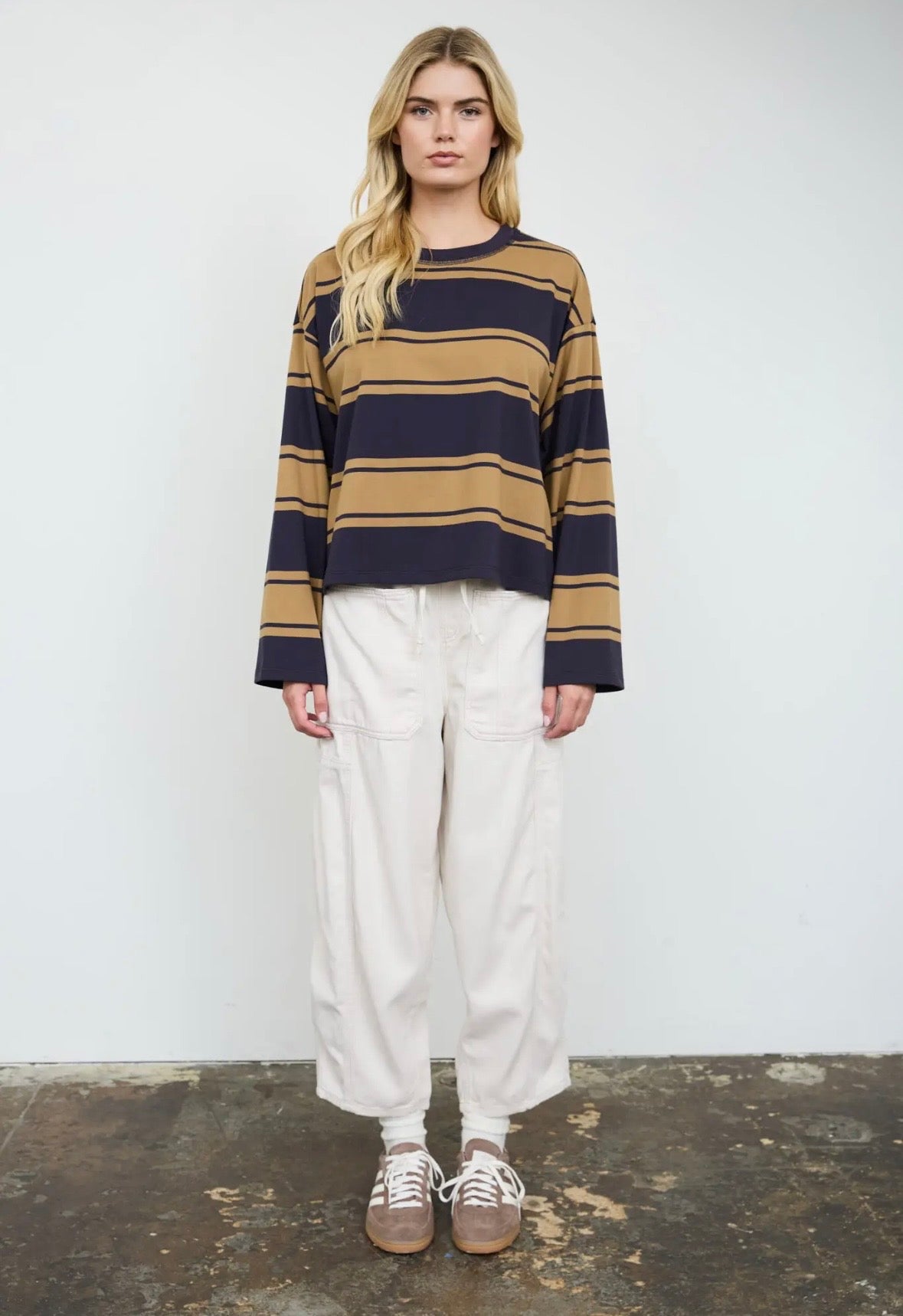 Hollis Wide Stripe Long Sleeve | Navy