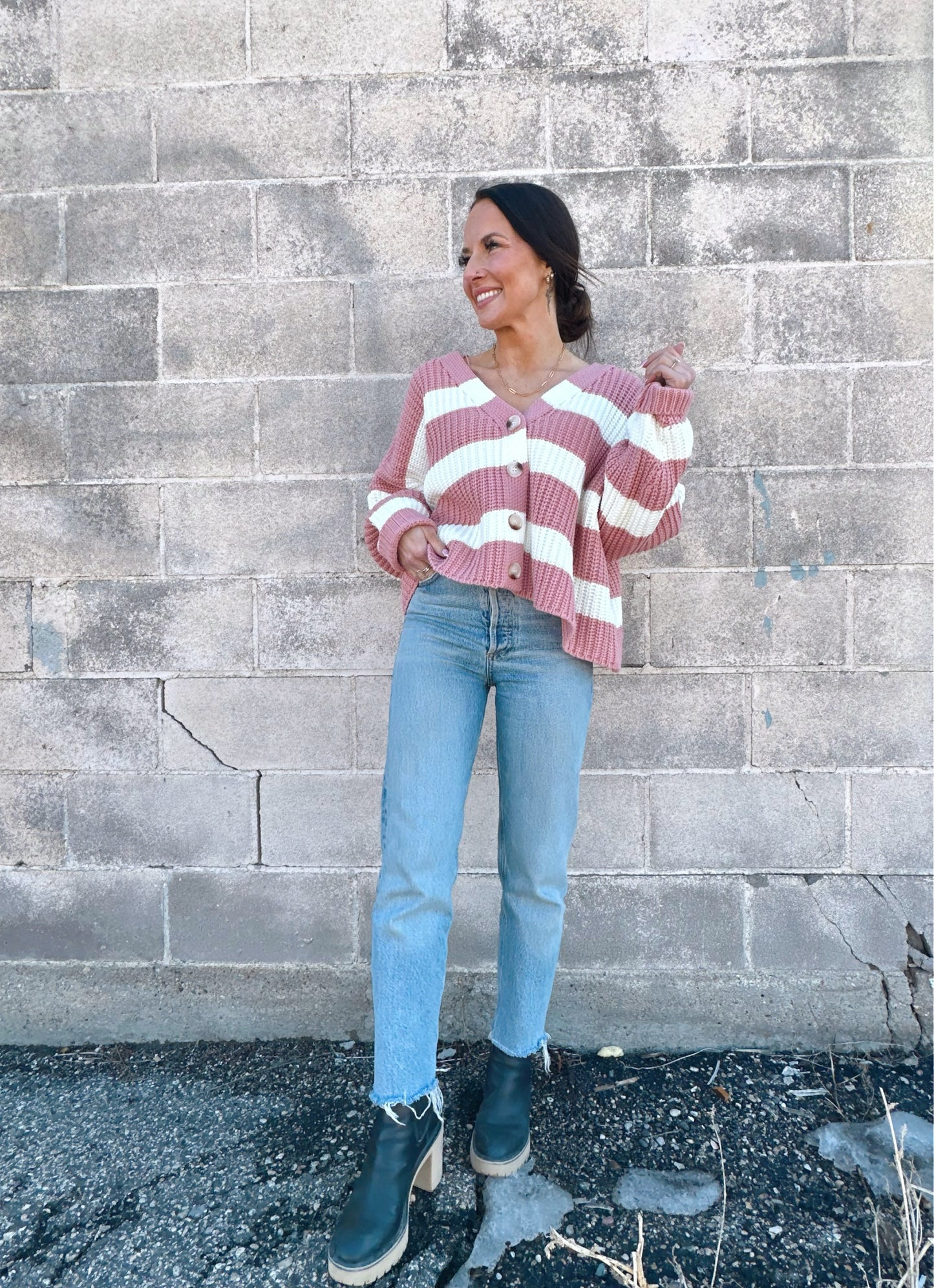 Marcella Striped Knit Cardigan