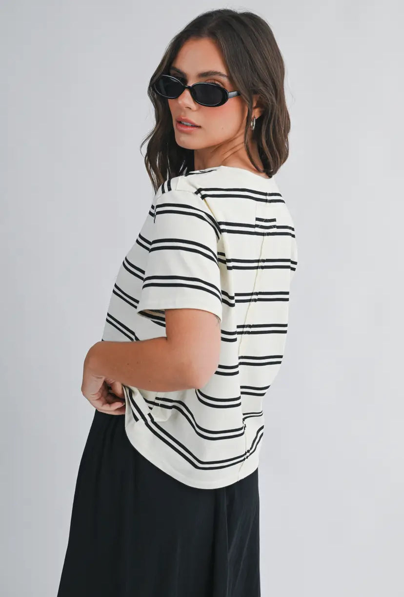 Monet Striped Tee | White