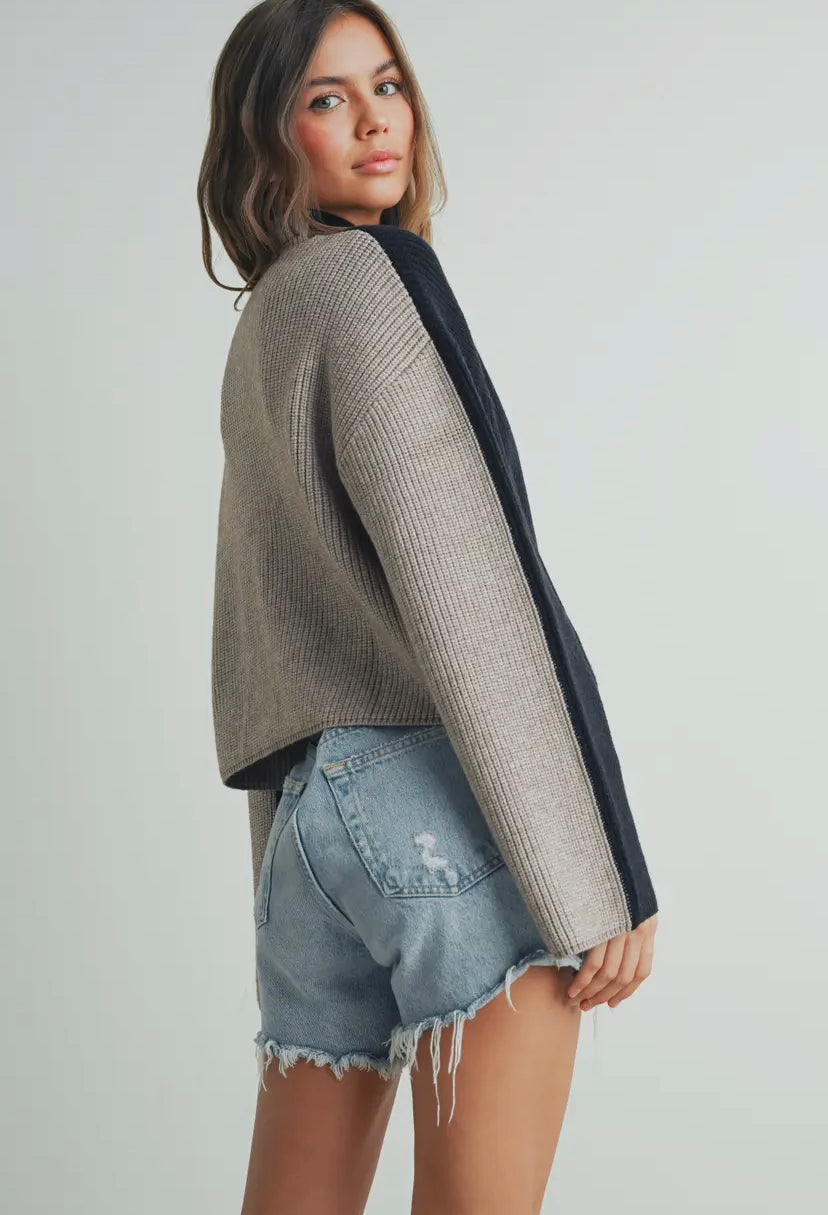 Sondor Turtleneck Sweater | Black/Taupe