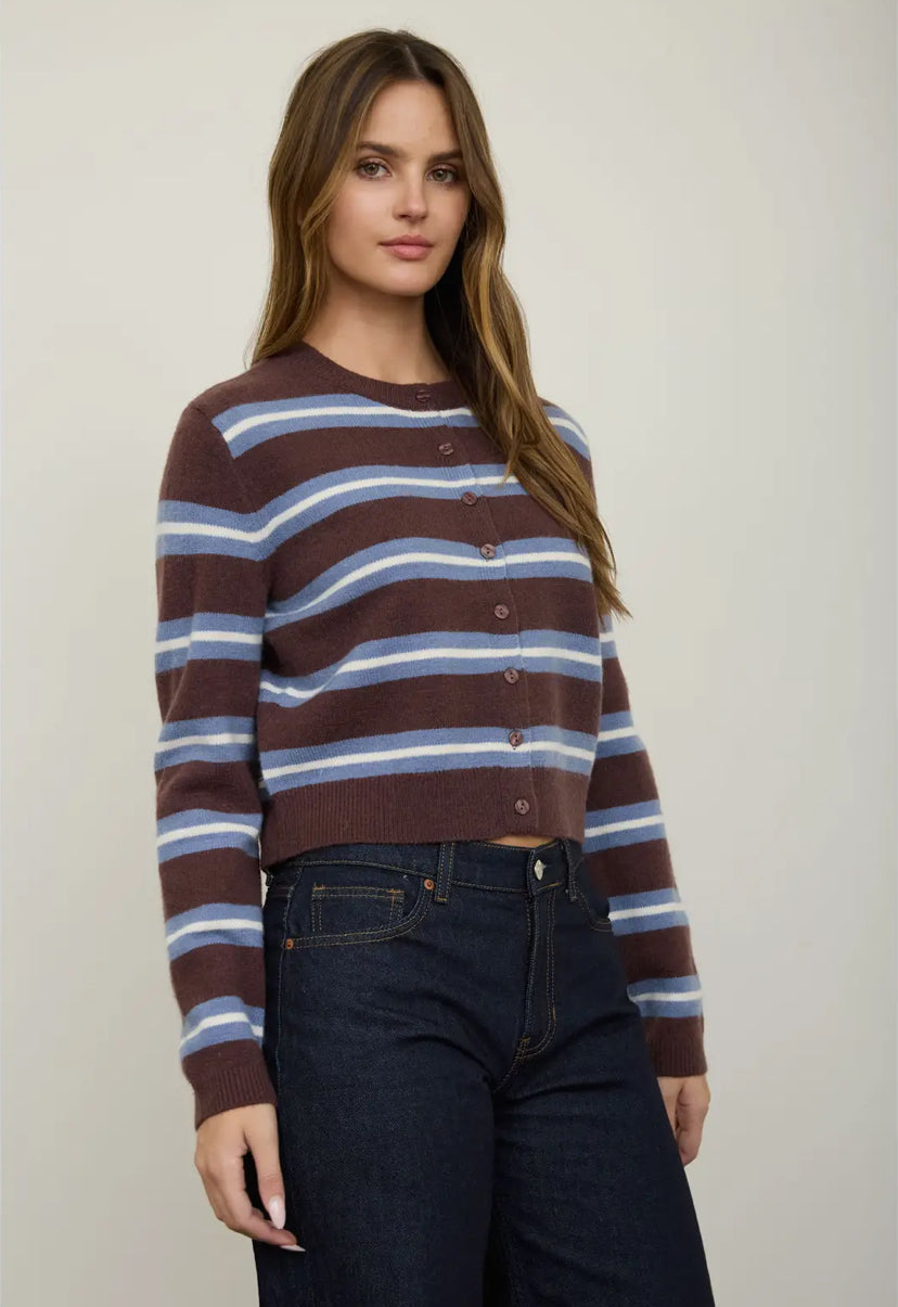 Crawford Stripe Cardi | Brown