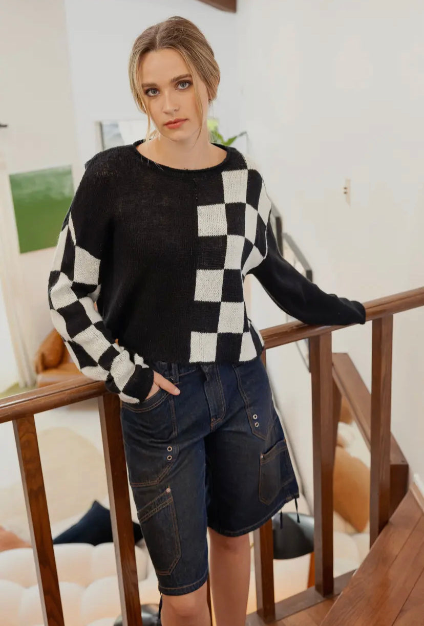 Tucker Checkered Colourblock Sweater