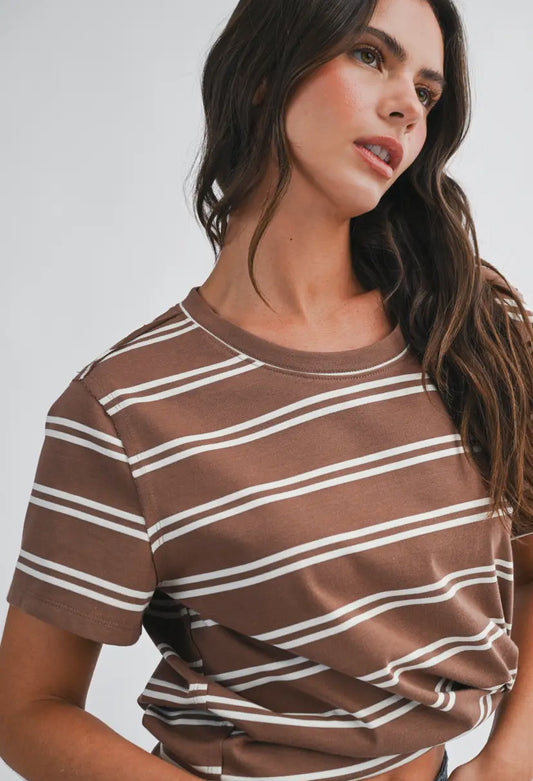 Monet Striped Tee | Brown