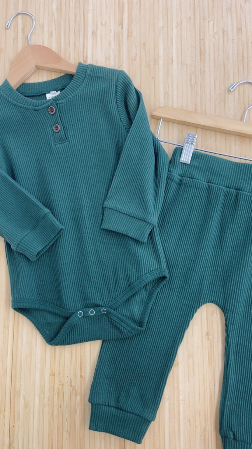 Ribbed Long Sleeve + Pants Set | 2 Colour Options