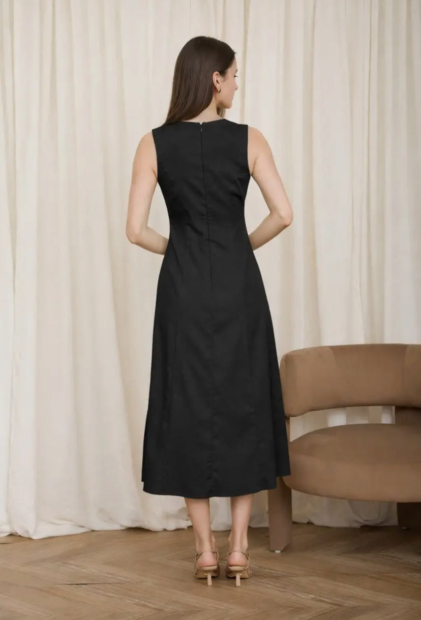 Laurent Linen Dress | Black
